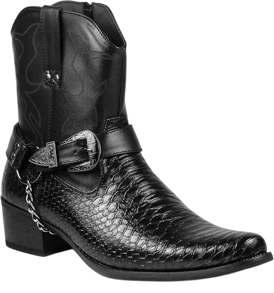 Men's Belt Buckle Chain Strap Cowboy Boots by Reywelt