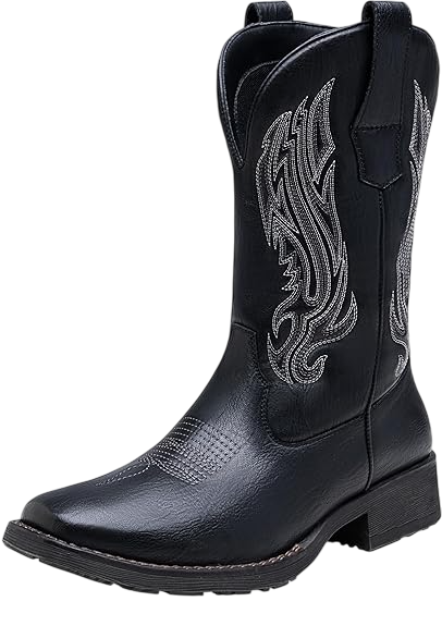 Reywelt Embroidery Men's Western Boots Retro Square Toe